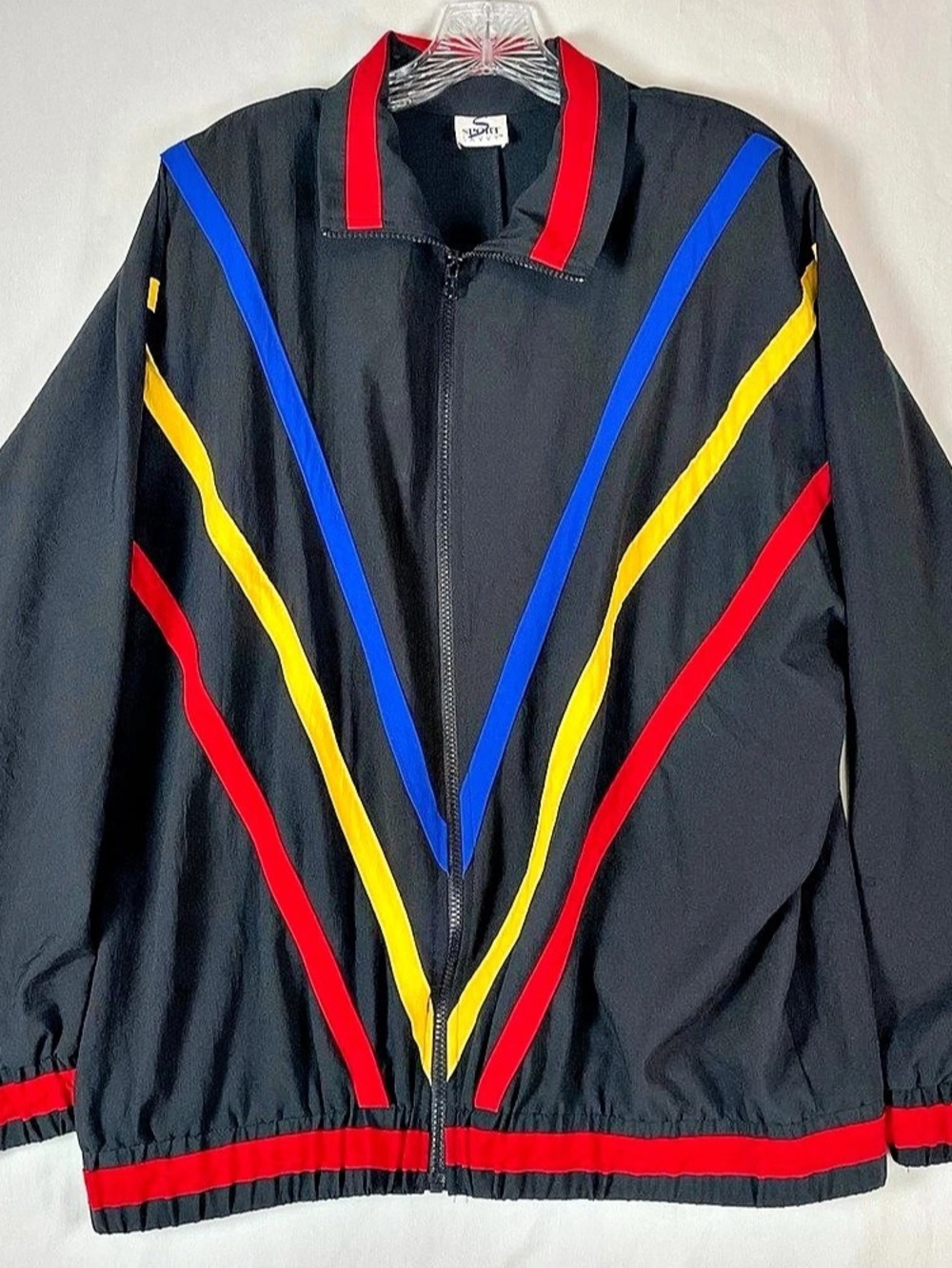 Sport Savvy Color Block Track Jacket 90’s Retro Large windbreaker